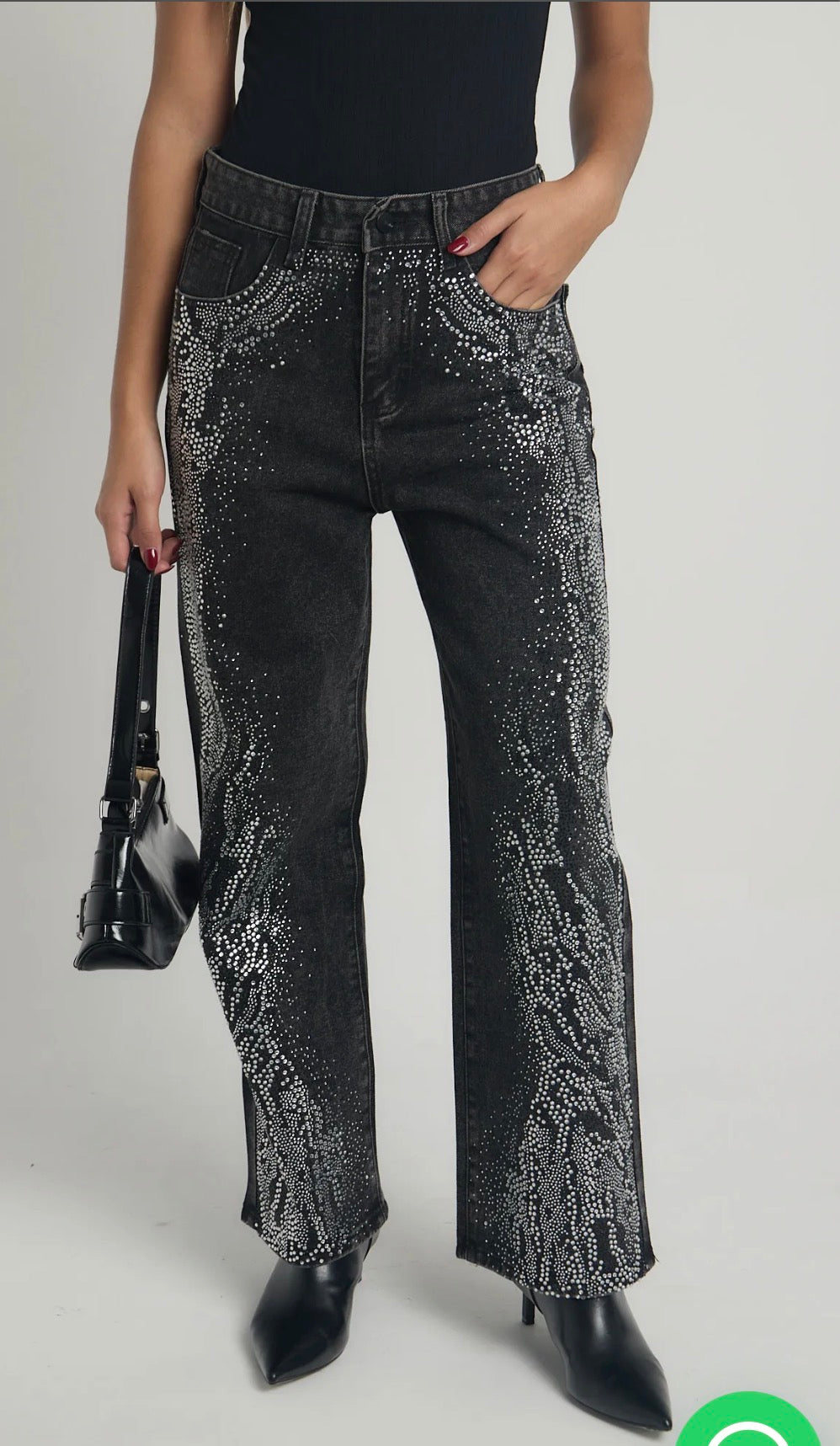 Jeans brillo gris