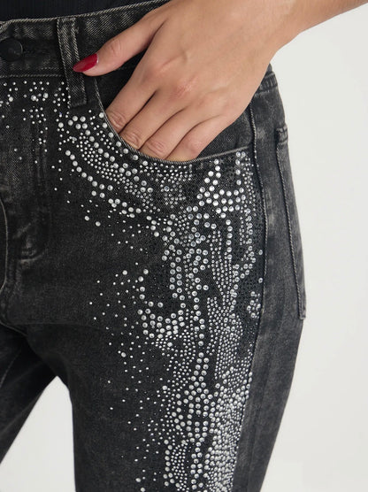 Jeans brillo gris