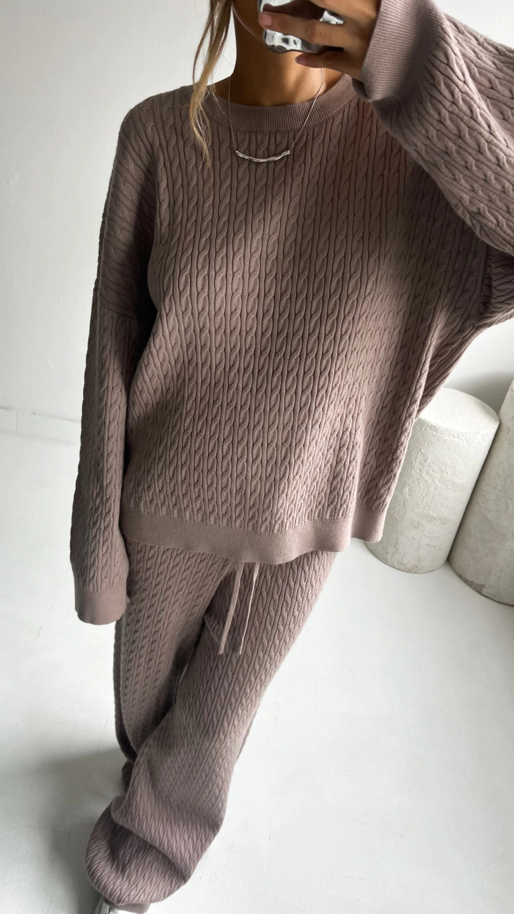 Conjunto tejido trenzado