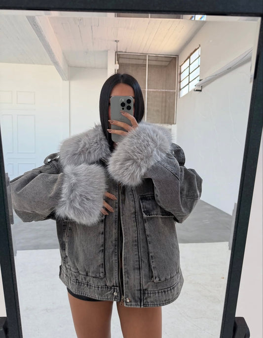 Campera jeans grey